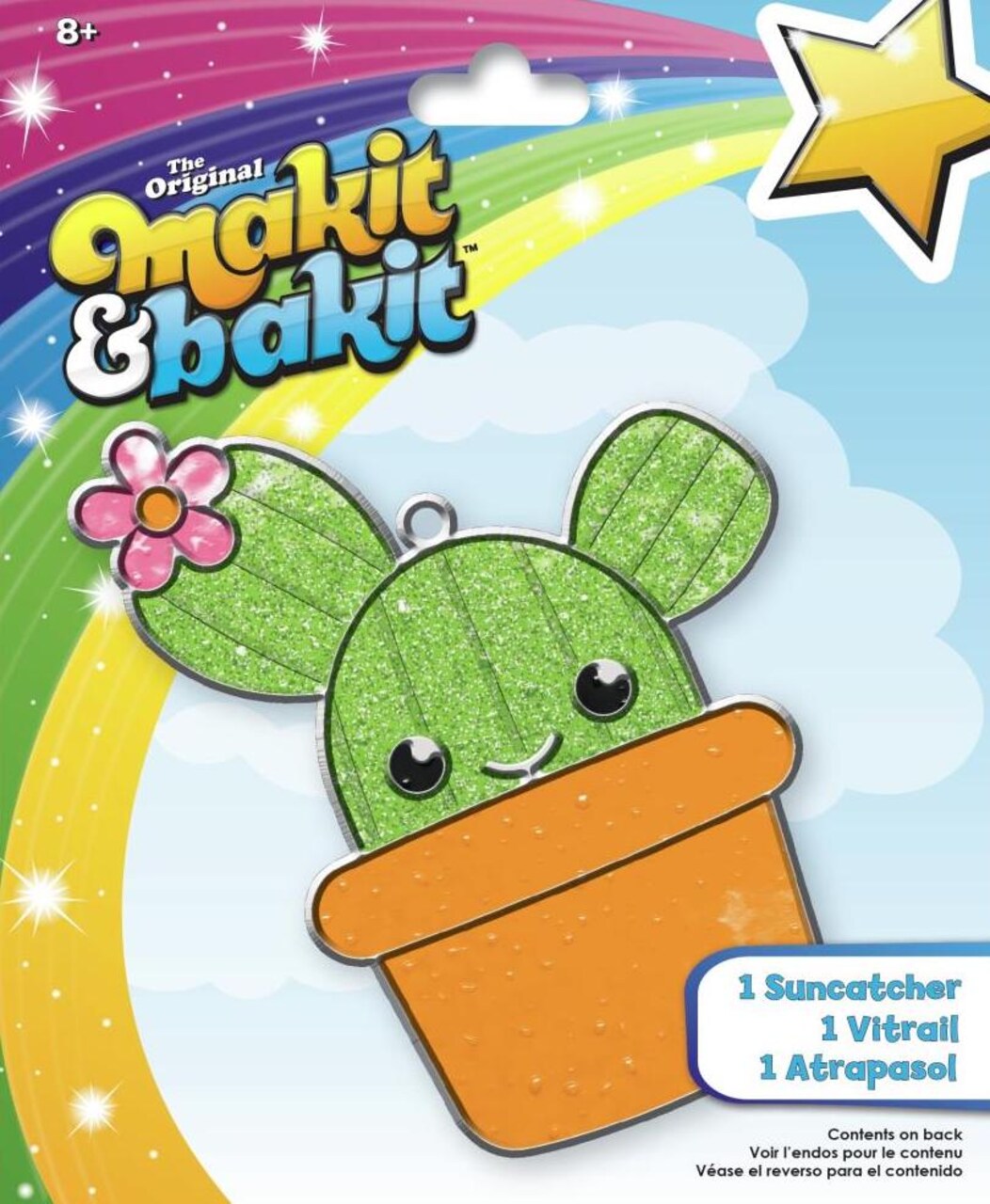 DIY Makit & Bakit Cactus Plant Flower Stained Glass Suncatcher Kit Kids